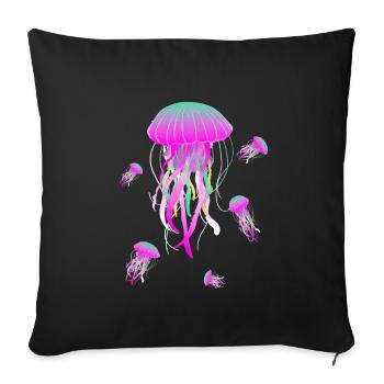 Jellyfish Medusa Meduse Nettle Jellyfish Sea Jellyfish - Sofa pillowcase 17,3'' x 17,3'' (45 x 45 cm) - black - Front