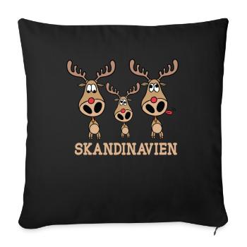 Scandinavie Norvège Suède Eligine Renne - Housse de coussin décorative 45 x 45 cm - noir - Devant