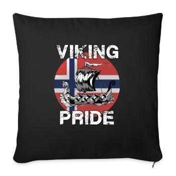 Viking Pride Norway Norwegian Boat - Sofa pillowcase 17,3'' x 17,3'' (45 x 45 cm) - black - Front