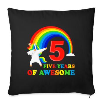 5th birthday gift 5 years dabbing unicorn - Sofa pillowcase 17,3'' x 17,3'' (45 x 45 cm) - black - Front