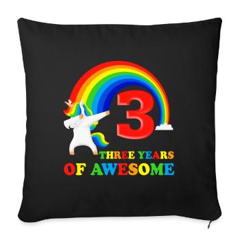 3rd birthday gift 3 years dabbing unicorn - Sofa pillowcase 17,3'' x 17,3'' (45 x 45 cm) - black - Front