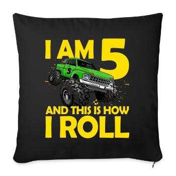 5th Birthday Gift 5 Years Monster Truck - Sofa pillowcase 17,3'' x 17,3'' (45 x 45 cm) - black - Front