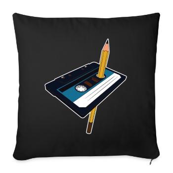 Cassette Cassette Pencil 90s 80s Gift - Sofa pillowcase 17,3'' x 17,3'' (45 x 45 cm) - black - Front
