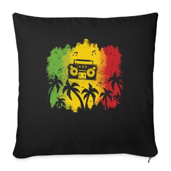 Reggae musique Jamaïque couleurs palmiers - Housse de coussin décorative 45 x 45 cm - noir - Devant