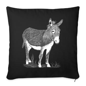Âne âne illustration cadeau d'équitation animal animaux - Housse de coussin décorative 45 x 45 cm - noir - Devant