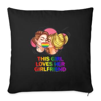 Gay Pride Rainbow Flag Lesbisch LGBT Queer Lesben - Sofakissenbezug 45 x 45 cm - Schwarz - Vorne
