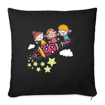 Back to school School bag School start School Enrolment - Sofa pillowcase 17,3'' x 17,3'' (45 x 45 cm) - black - Front