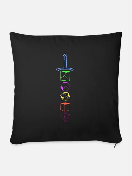Tabletop Würfel Schwert - Sofakissenbezug 45 x 45 cm - Schwarz