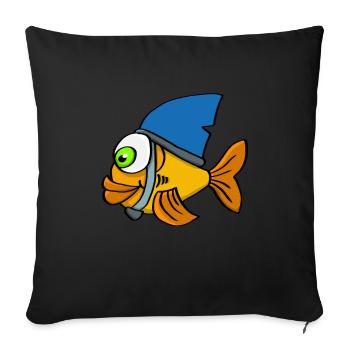 Smart goldfish with shark fin - Sofa pillowcase 17,3'' x 17,3'' (45 x 45 cm) - black - Front