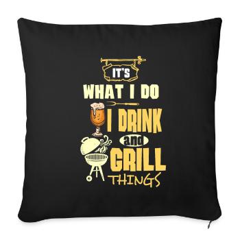 Barbeque BBQ BBQ Beer - Sofa pillowcase 17,3'' x 17,3'' (45 x 45 cm) - black - Front
