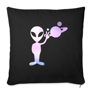 Alien Peace Univers - Housse de coussin décorative 45 x 45 cm - noir - Devant