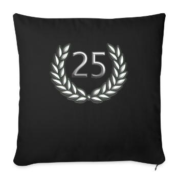 Mariage Mariage argent 25 ans avec couronne de laurier - Housse de coussin décorative 45 x 45 cm - noir - Devant