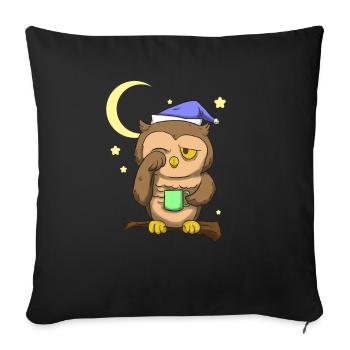 Kaffee Eule Nachteule - Sofakissenbezug 45 x 45 cm - Schwarz - Vorne