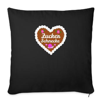 Lebkuchenherz Zuckerschnecke für Wiesn - Sofakissenbezug 45 x 45 cm - Schwarz - Vorne