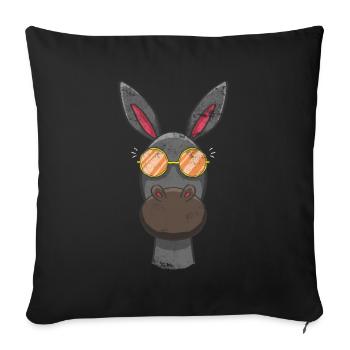 Cool donkey with sunglasses - Sofa pillowcase 17,3'' x 17,3'' (45 x 45 cm) - black - Front