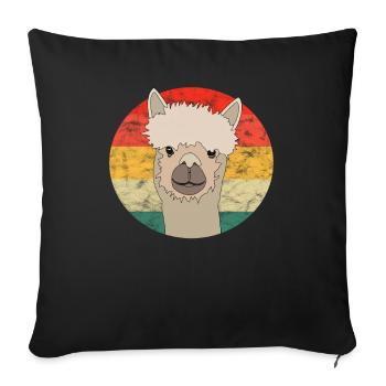 Llama alpaga retro decoration vintage - Housse de coussin décorative 45 x 45 cm - noir - Devant