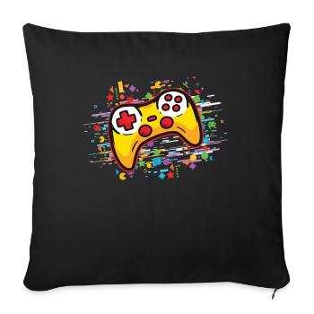 Gaming Controller Console Gamer Videogames History - Sofa pillowcase 17,3'' x 17,3'' (45 x 45 cm) - black - Front
