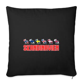 Drapeaux d’Élan scandinave - Housse de coussin décorative 45 x 45 cm - noir - Devant