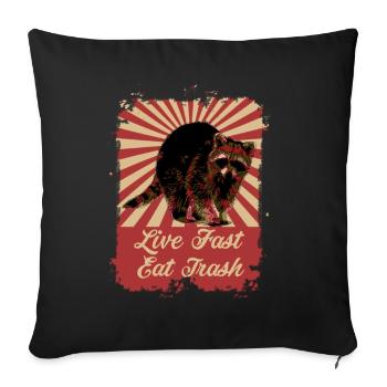 Raccoon Live Fast Eat Trash Retro Vintage - Sofa pillowcase 17,3'' x 17,3'' (45 x 45 cm) - black - Front