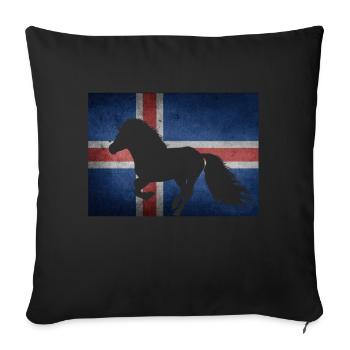 Icelandic horse flag Iceland rider gift idea - Sofa pillowcase 17,3'' x 17,3'' (45 x 45 cm) - black - Front