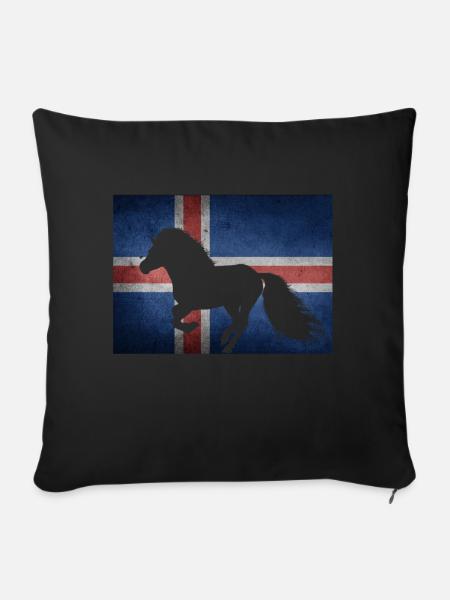 Islandpferd Flagge Island Reiter Geschenkidee - Sofakissenbezug 45 x 45 cm - Schwarz