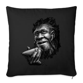 Caveman time travel - Sofa pillowcase 17,3'' x 17,3'' (45 x 45 cm) - black - Front