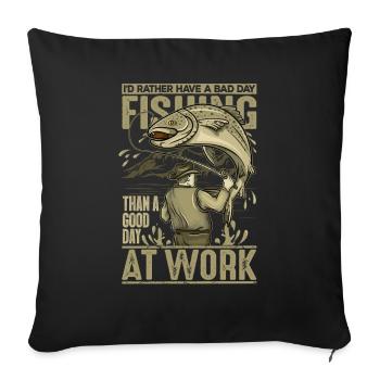FISHING - Sofa pillowcase 17,3'' x 17,3'' (45 x 45 cm) - black - Front