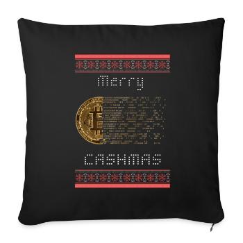 Bitcoin crypto currency Christmas 2 gift - Sofa pillowcase 17,3'' x 17,3'' (45 x 45 cm) - black - Front