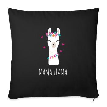 Mama Llama Funny Cute Mom Design - Housse de coussin décorative 45 x 45 cm - noir - Devant