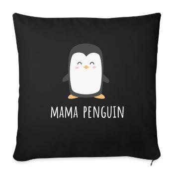 Penguin Mama - Funny Cute Mom Gift - Sofakissenbezug 45 x 45 cm - Schwarz - Vorne