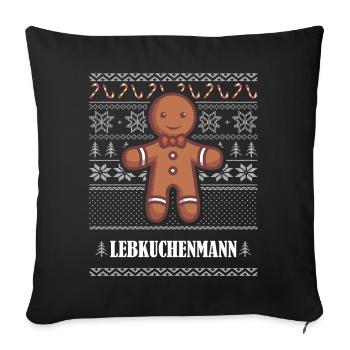Ugly Christmas Sweater Lebkuchenmann Parnter Paar - Sofakissenbezug 45 x 45 cm - Schwarz - Vorne