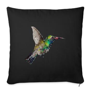 Colibri Polygone Art Géométrique Nature - Housse de coussin décorative 45 x 45 cm - noir - Devant