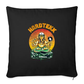 Hardtekk Ganesha DJ Tekkno - Sofakissenbezug 45 x 45 cm - Schwarz - Vorne