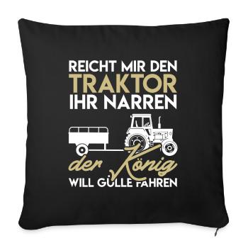Landwirt Farmer Bauernhof Trecker Traktor Spruch - Sofakissenbezug 45 x 45 cm - Schwarz - Vorne