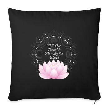 Bouddha Bouddhisme Lotus Fleur yoga occultisme - Housse de coussin décorative 45 x 45 cm - noir - Devant