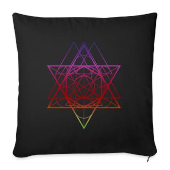 Techno Ring Pentagram Musique EDM colorée - Housse de coussin décorative 45 x 45 cm - noir - Devant