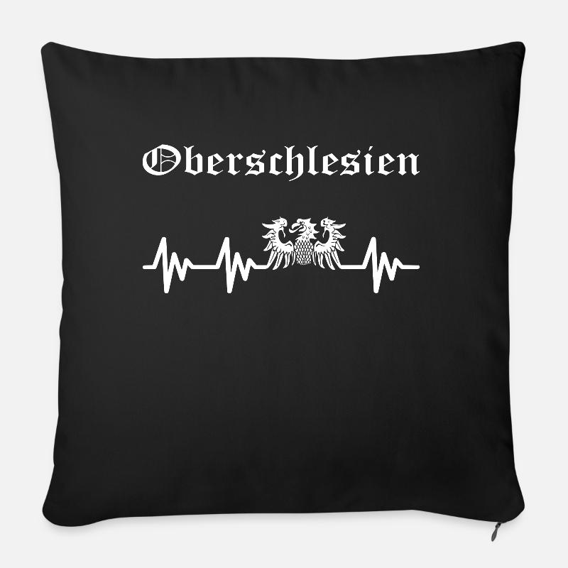 Oberschlesien Herzschlag weiß - Sofakissenbezug 45 x 45 cm - Schwarz