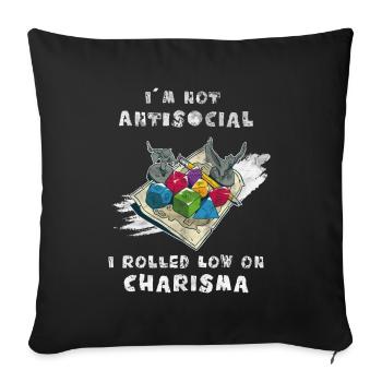 Roleplay RPG - D20 dice roleplayer - Housse de coussin décorative 45 x 45 cm - noir - Devant
