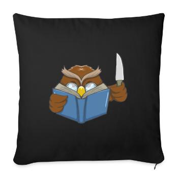 Lesen Eule Buchfans Lieblings Hobby Geschenk - Sofakissenbezug 45 x 45 cm - Schwarz - Vorne