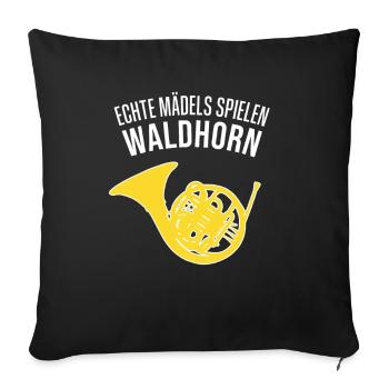 ECHTE MÄDELS SPIELEN WALDHORN - Lustig, F Horn - Sofakissenbezug 45 x 45 cm - Schwarz - Vorne