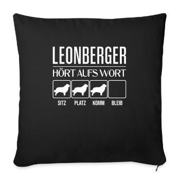 Leonberger - Hört aufs Wort - lustige, Hunde - Sofakissenbezug 45 x 45 cm - Schwarz - Vorne