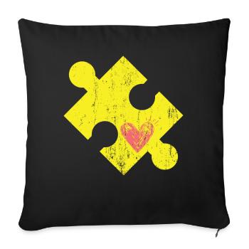 Puzzle piece with heart - Sofa pillowcase 17,3'' x 17,3'' (45 x 45 cm) - black - Front