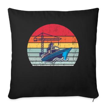 Navire en mer - Housse de coussin décorative 45 x 45 cm - noir - Devant