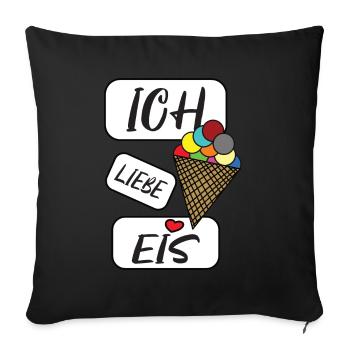 J'aime la crème glacée loisirs t-shirt idée cadeau pour enfants - Housse de coussin décorative 45 x 45 cm - noir - Devant