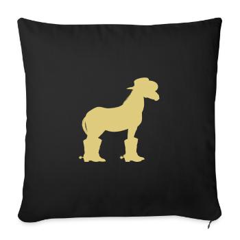 Line dance cowboy horse hat boots - Sofa pillowcase 17,3'' x 17,3'' (45 x 45 cm) - black - Front