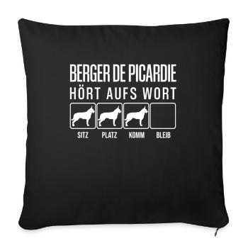 Berger de Picardie - Hört aufs Wort - lustig Hunde - Sofakissenbezug 45 x 45 cm - Schwarz - Vorne