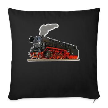 Steam locomotive train I railway locomotive realistic - Sofa pillowcase 17,3'' x 17,3'' (45 x 45 cm) - black - Front