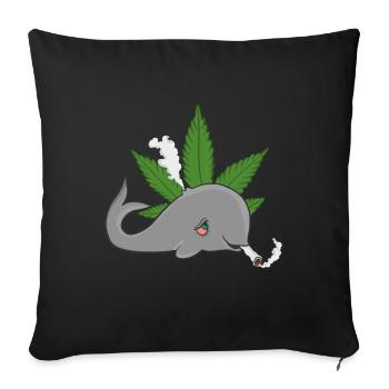 Wal Potwal Canabis Marihuana Gras Kiffer Rauchen - Sofakissenbezug 45 x 45 cm - Schwarz - Vorne