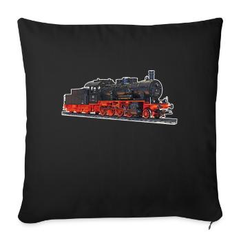 Steam locomotive train I railway locomotive realistic - Sofa pillowcase 17,3'' x 17,3'' (45 x 45 cm) - black - Front
