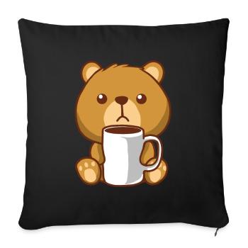 Brown bear bear coffee bear - Sofa pillowcase 17,3'' x 17,3'' (45 x 45 cm) - black - Front